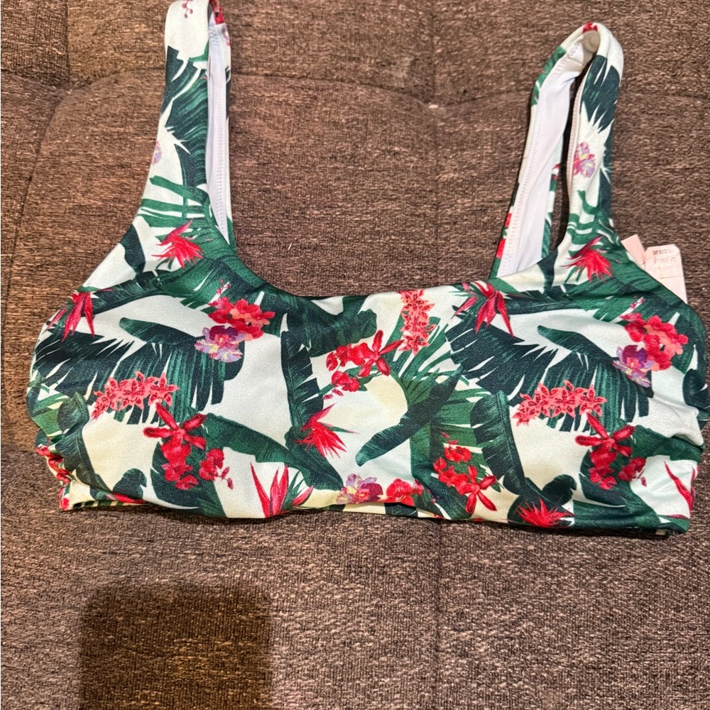 Victoria's Secret Green Floral Print Bikini Top small